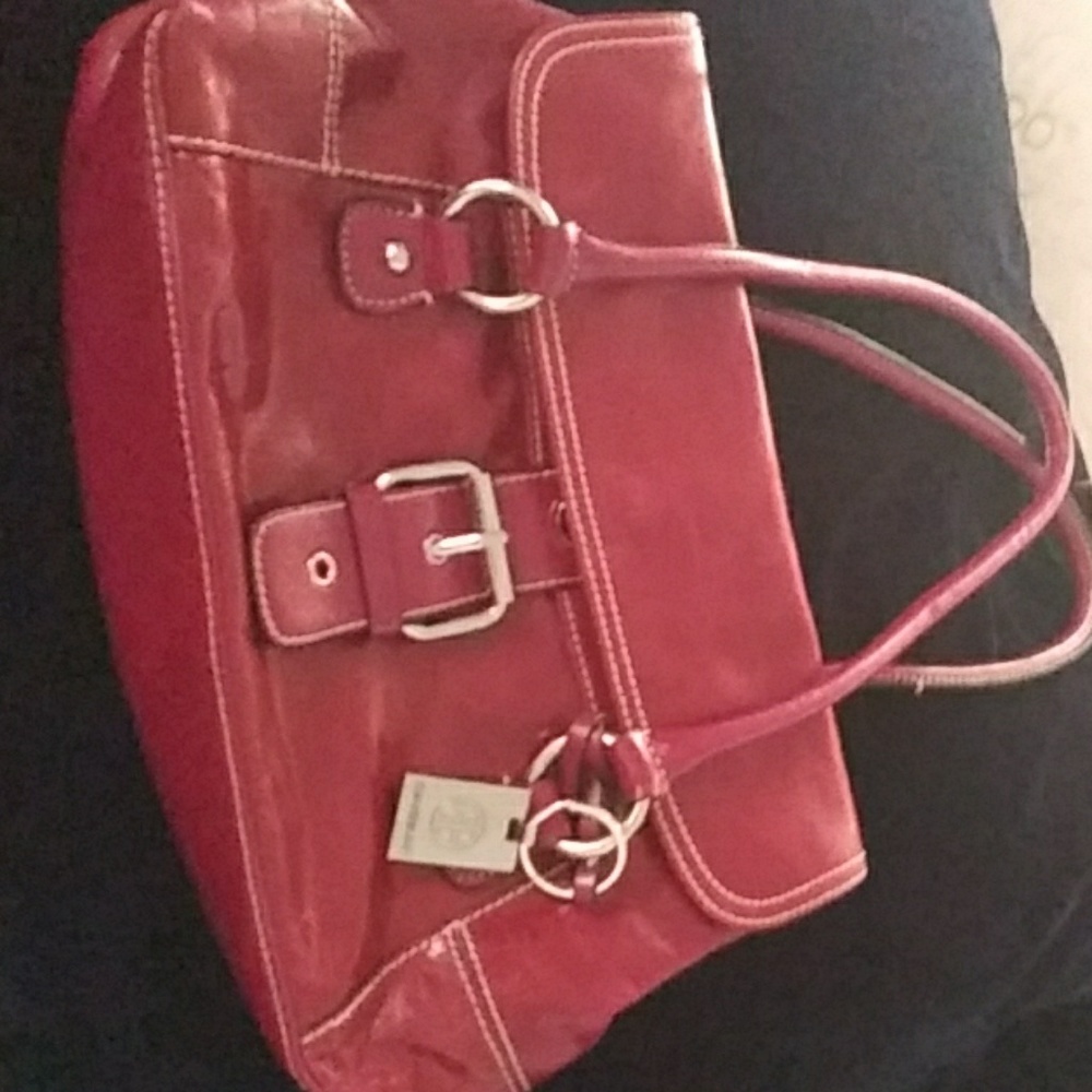 red leather purse